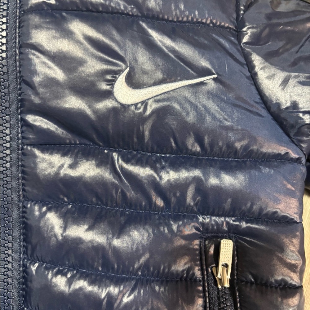 Like New Boys Nike Blue Full Zip "JUST DO IT" Puffer Coat Jacket - Picture 3 of 5